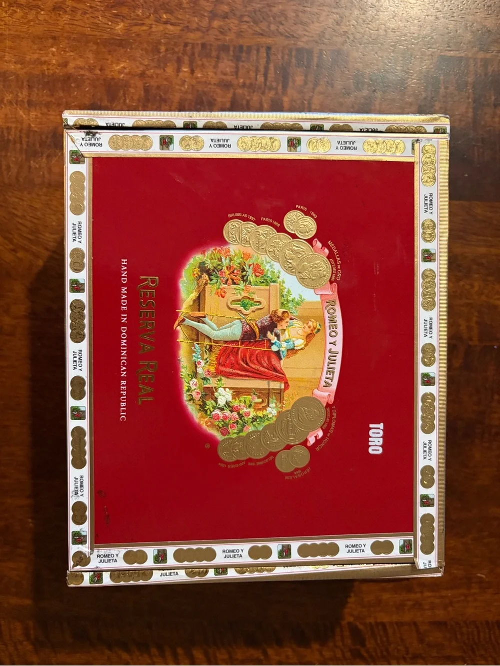 Upcycled Romeo y Julieta Reserva Real Toro Cigar Box Jewelry Organizer Black Red